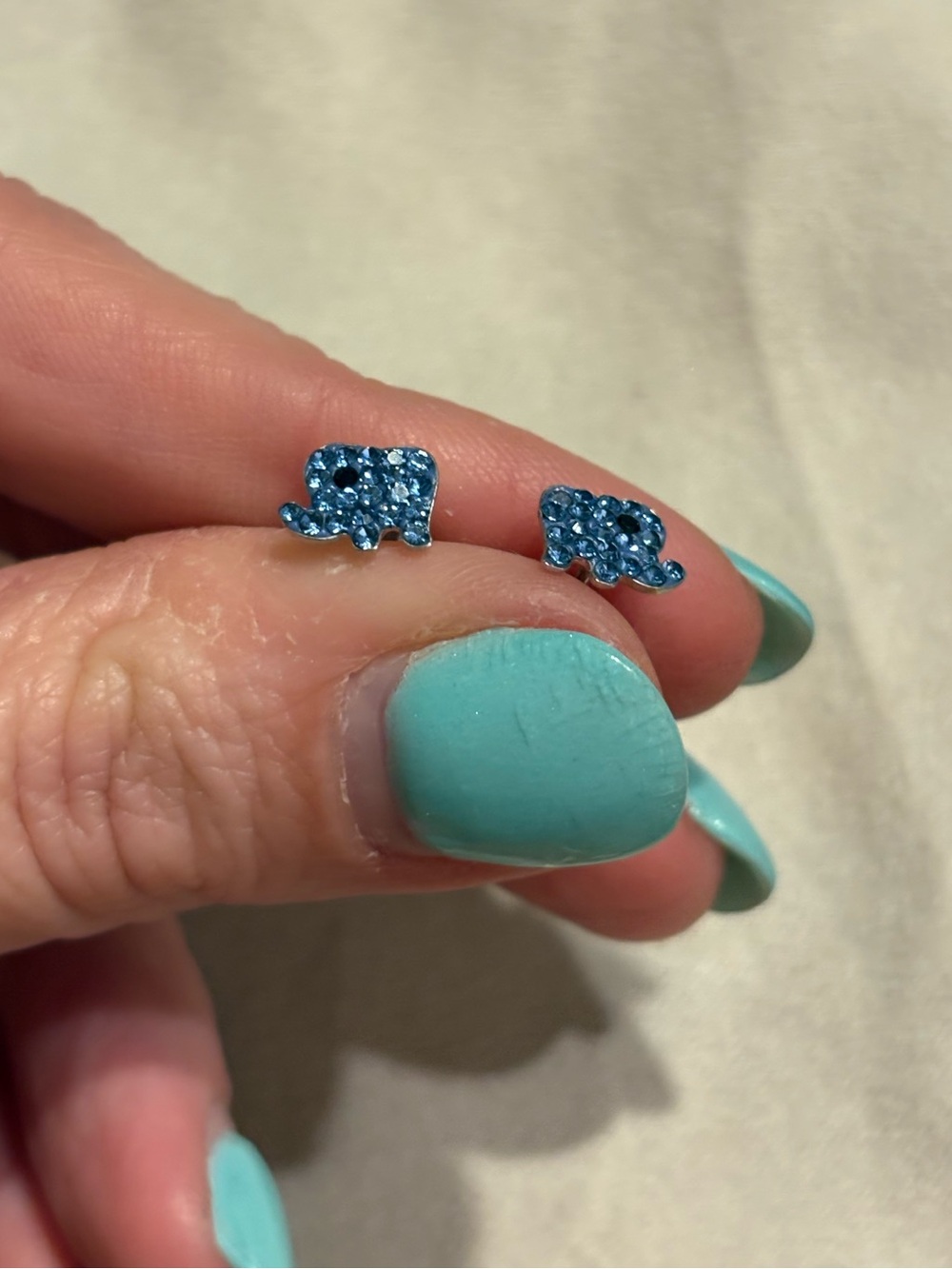 belk Blue Crystal Elephant Stud Earrings